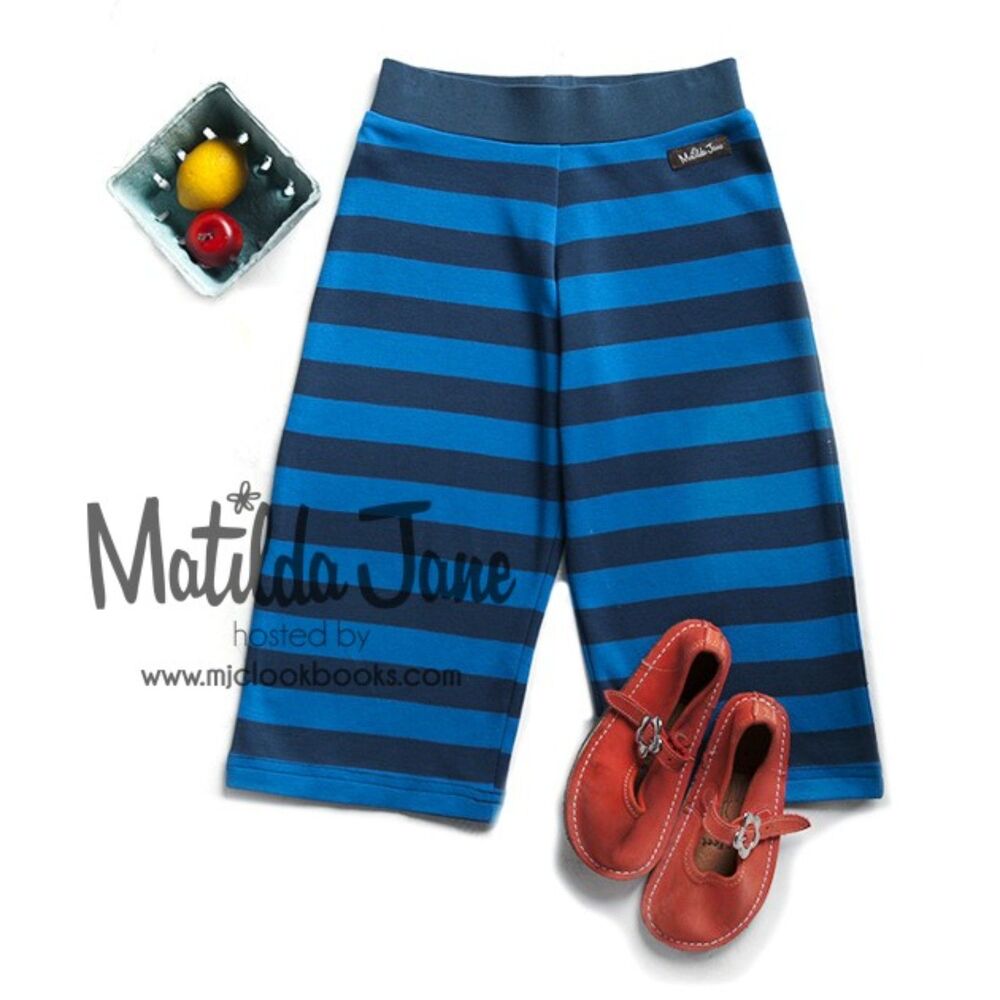 NEW Matilda Jane girls pants 10 Violets Blue stripe straightees Wonderful Parade